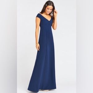 NWT Show Me Your MuMu Zurich Knot Gown in Navy Stretch XS